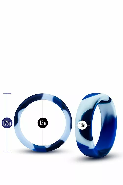 Blush Siliconen Cockring Camouflage - Blauw - Afbeelding 3