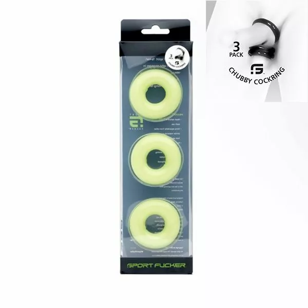 Sport Fucker Chubby Rubber Cockring 3-Pack - Geel