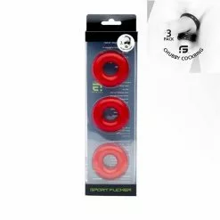 Sport Fucker Chubby Rubber Cockring 3-Pack - Rood