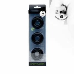 Sport Fucker Chubby Rubber Cockring 3-Pack - Zwart