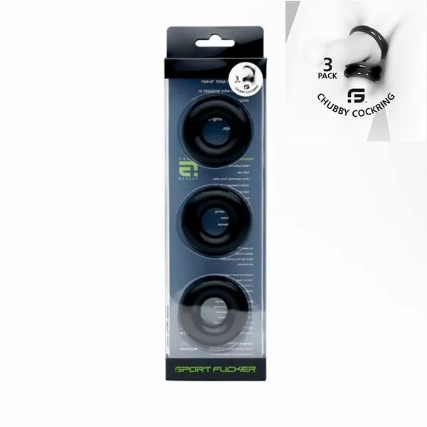 Sport Fucker Chubby Rubber Cockring 3-Pack - Zwart
