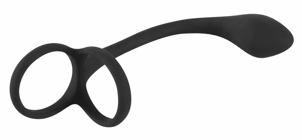 Black Velvets Cock En Ball Ring Met Anaalplug