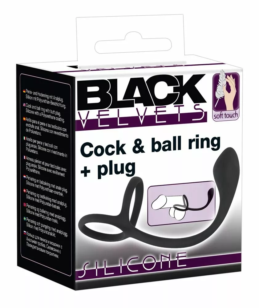 Black Velvets Cock En Ball Ring Met Anaalplug - Afbeelding 6