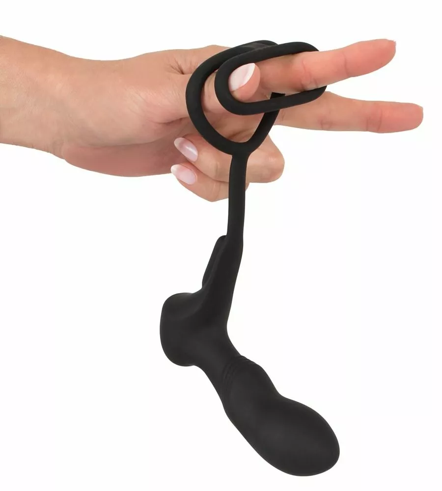 Black Velvets Cockring Met Anaalplug En Vibratie - Afbeelding 5