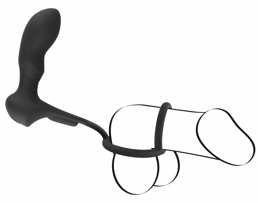 Black Velvets Cockring Met Anaalplug En Vibratie - Afbeelding 9