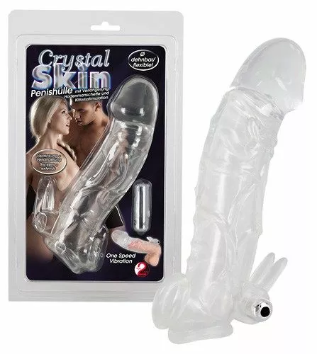 Crystal Skin Penis Sleeve Met Bullet