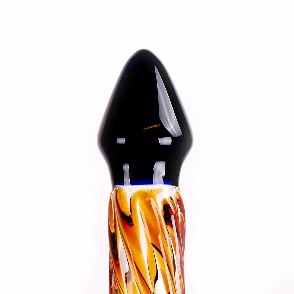 Kiotos Glazen Dildo Black & Yellow Rocket - Afbeelding 2