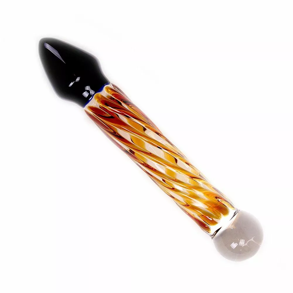 Kiotos Glazen Dildo Black & Yellow Rocket - Afbeelding 3