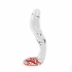 Kiotos Glazen Dildo Transparant Swan Curve & Rode Stippen