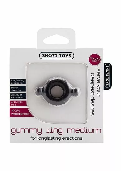 Shots Toys Gummy Cockring Medium - Zwart - Afbeelding 3