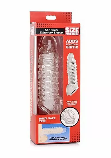 Size Matters Inch Penis Enhancer Sleeve - Doorzichtig - Afbeelding 2