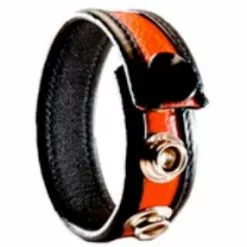 Dusedo Leren Cockring 3-Snap - Zwart / Rood