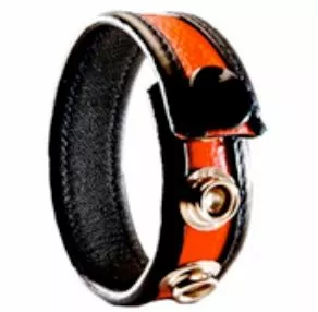 Dusedo Leren Cockring 3-Snap - Zwart / Rood