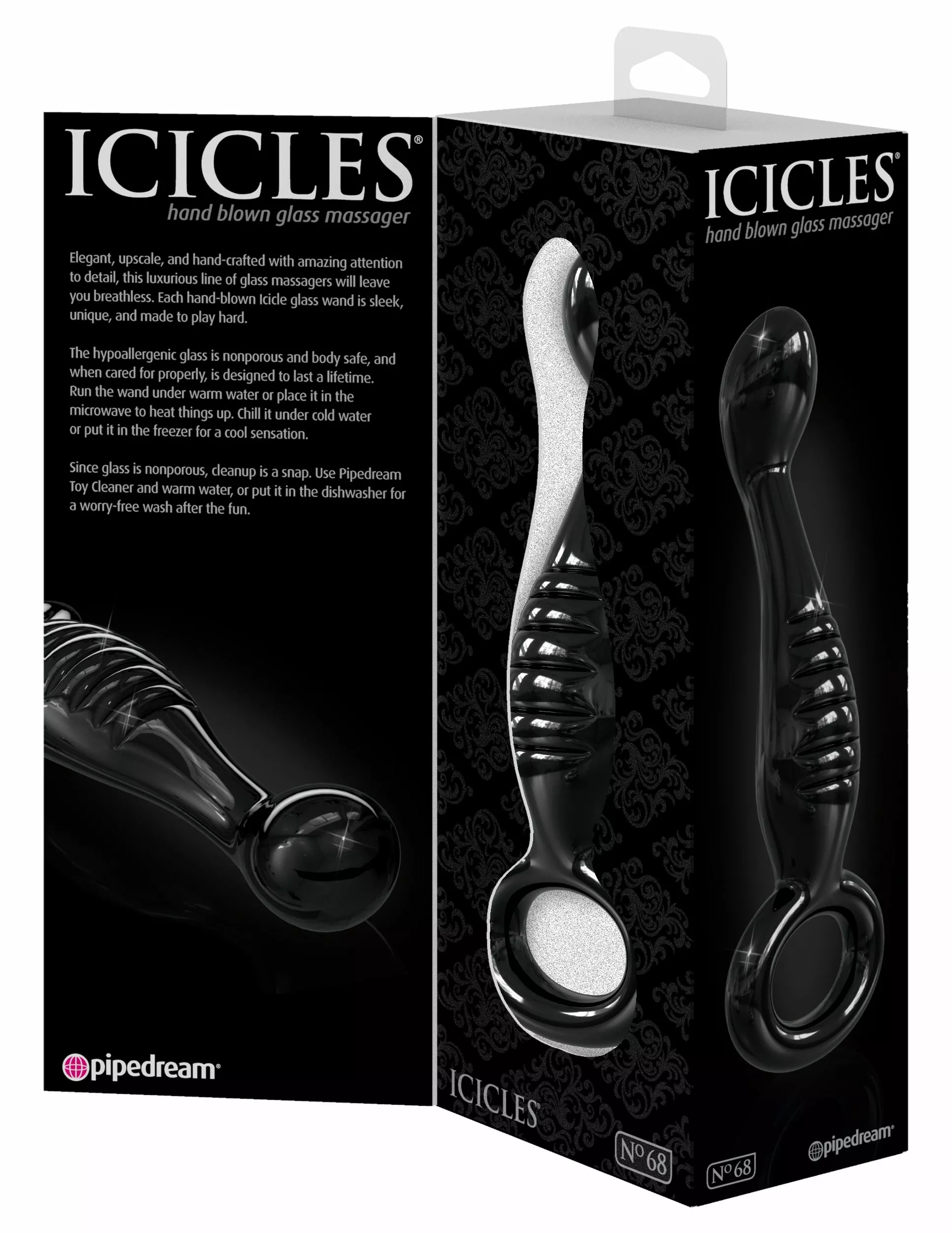 Icicles (Pipedream) Glazen Zwarte Dildo Icicles No 68 - Afbeelding 4