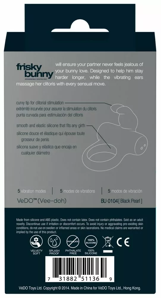 Vedo Oplaadbare Cockring Met Bunny Oortjes - Afbeelding 4