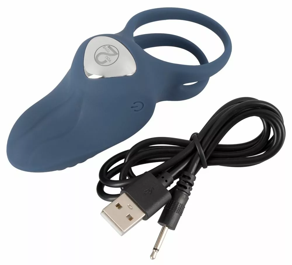 You2Toys Oplaadbare Vibrerende Dubbele Cockring - Blauw - Afbeelding 5