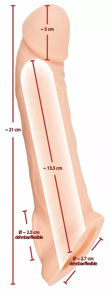 Nature Skin Penis Sleeve Met Verlenging - Huidskleur - Afbeelding 7