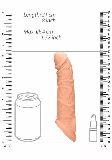 RealRock Realistische Penis Sleeve 8 Inch - Huidskleur - Afbeelding 4