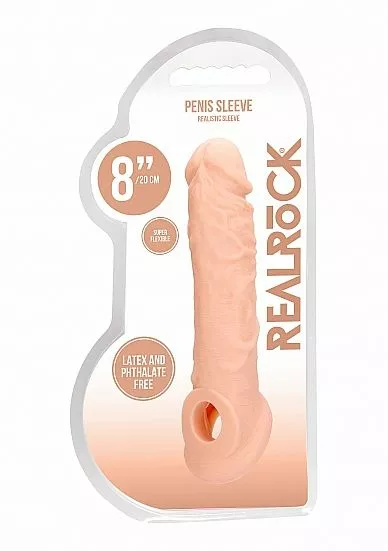 RealRock Realistische Penis Sleeve 8 Inch - Huidskleur - Afbeelding 9