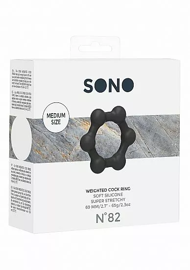 Sono Rekbare Cockring Met Gewicht No. 82 - Zwart - Afbeelding 6