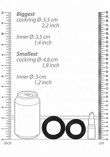 Sono Rekbare Cockring Set No. 86 - Zwart - Afbeelding 2