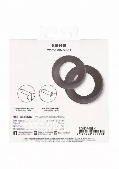 Sono Rekbare Cockring Set No. 86 - Zwart - Afbeelding 3