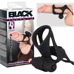 Black Velvets Rekbare Penis Sleeve Met Bullet- Zwart