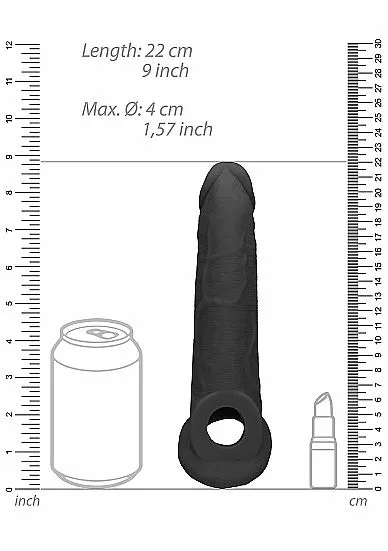 RealRock Penis Sleeve 21.5 - Zwart - Afbeelding 7