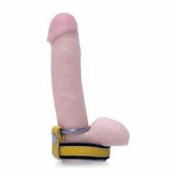 BLACK LABEL Verstelbare Leren Cockstrap Met Penisring - Geel