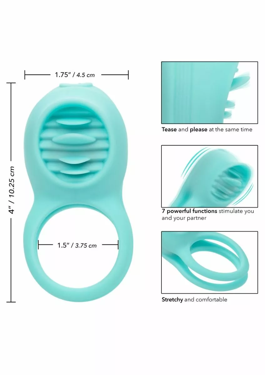 California Exotic Vibrerende Cockring French Kiss Enhancer - Groen - Afbeelding 9