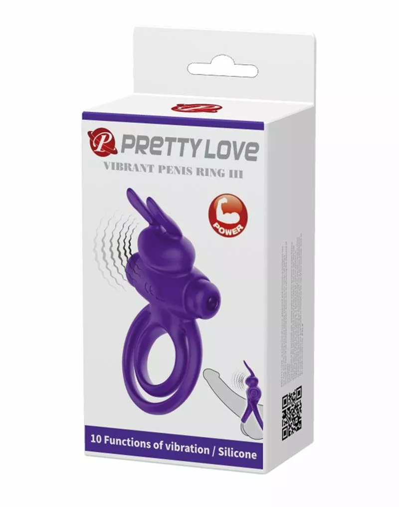 Vibrerende Cockring Pretty Love Bunny Ears - Paars - Afbeelding 6