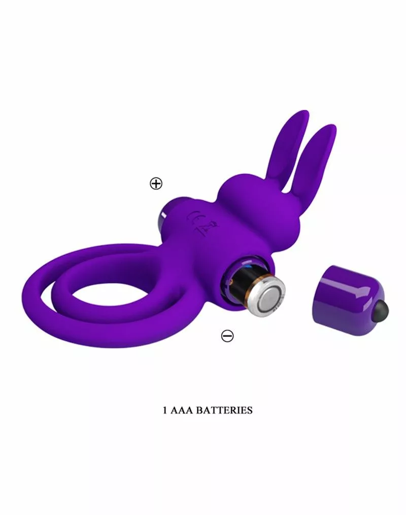 Vibrerende Cockring Pretty Love Bunny Ears - Paars - Afbeelding 5