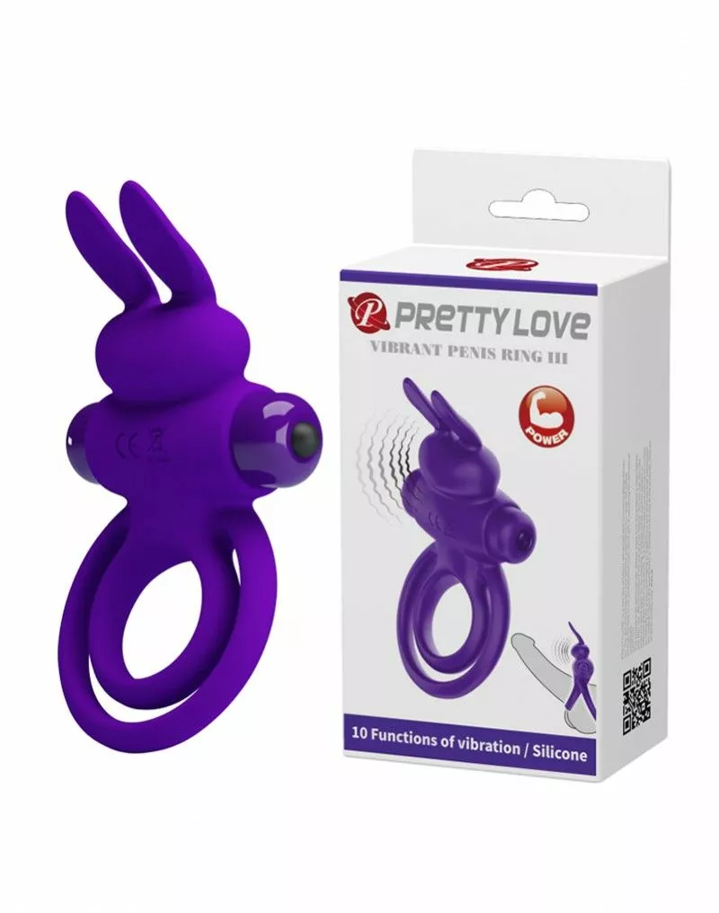 Vibrerende Cockring Pretty Love Bunny Ears - Paars - Afbeelding 4