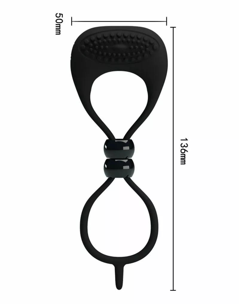 Vibrerende Cockring Pretty Love Locker - Zwart - Afbeelding 6