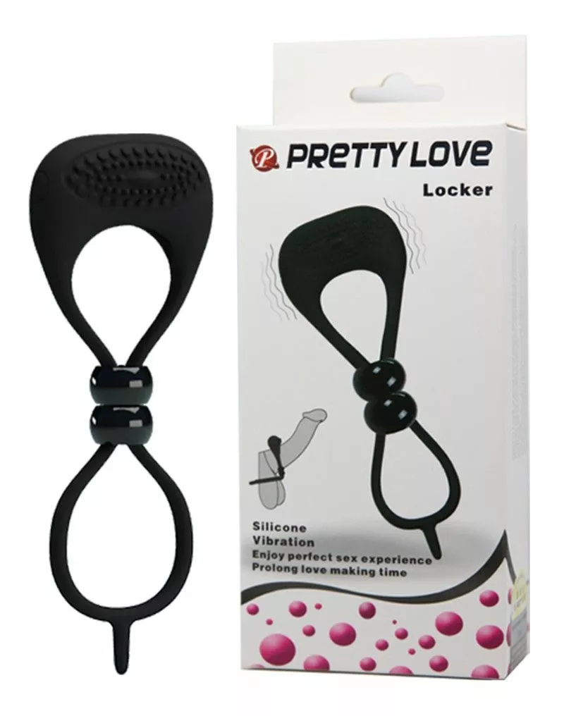 Vibrerende Cockring Pretty Love Locker - Zwart - Afbeelding 4