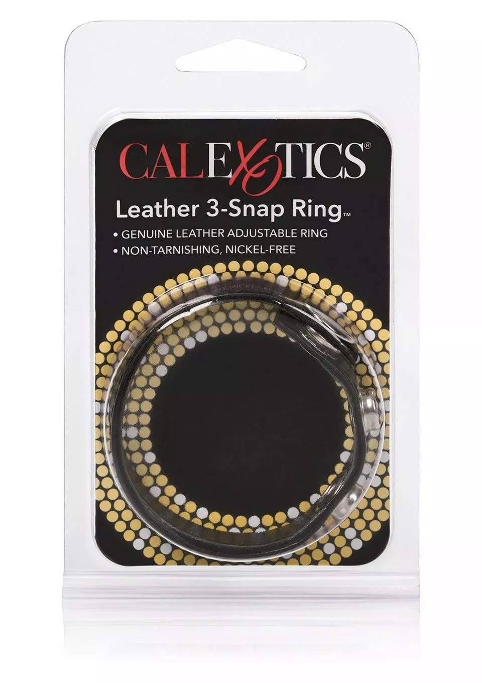 California Exotic Zwarte Leren 3 Snap Cockring - Afbeelding 3
