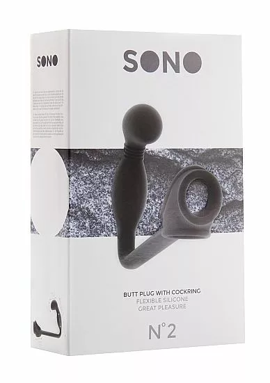 Zwarte Buttplug Met Cockring - No2 SONO - Afbeelding 2