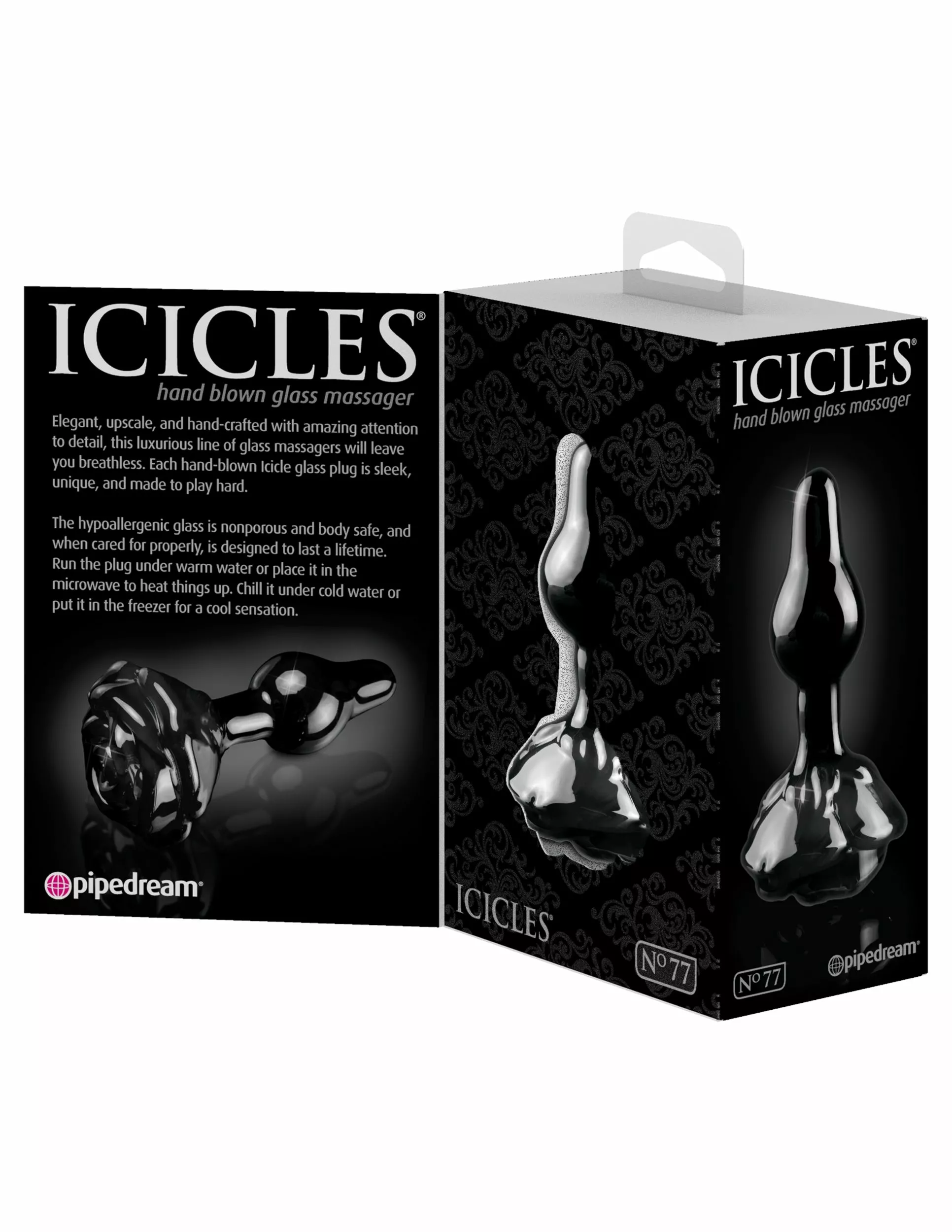 Icicles (Pipedream) Zwarte Rosebud Buttplug Icicles No 77 - Afbeelding 3